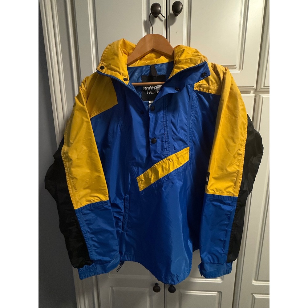 VTG The North Face Gore Tex Anorak Jacket Blue Yellow Black Mens S/P Made in USA